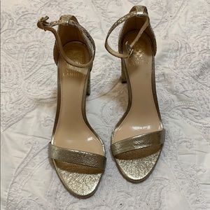 Vince camuto gold sandals block heel